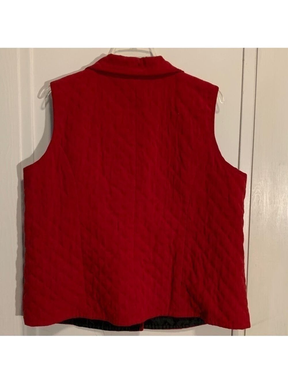 TALBOTS Women’s stretch 2X Red Poly /Spandex Snap Up Collared Quilted Vest - Picture 3 of 8